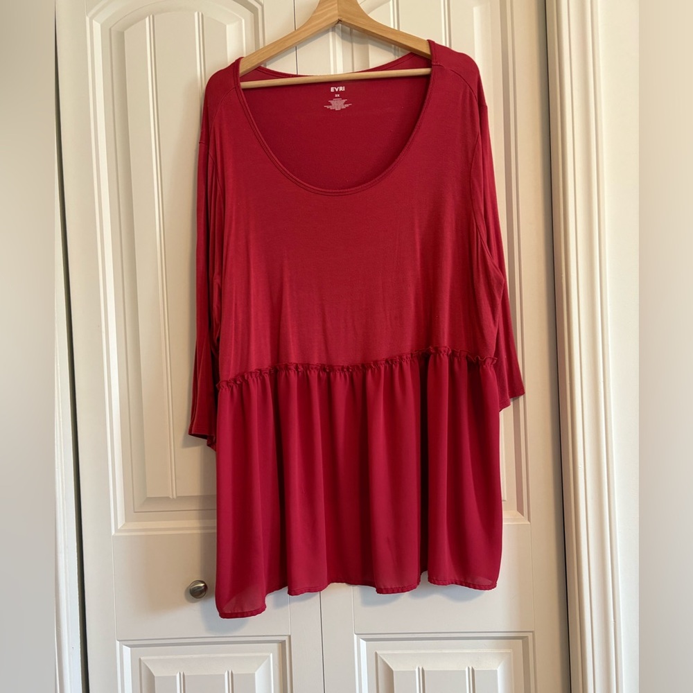 Evri rose red plus size baby doll shirt.